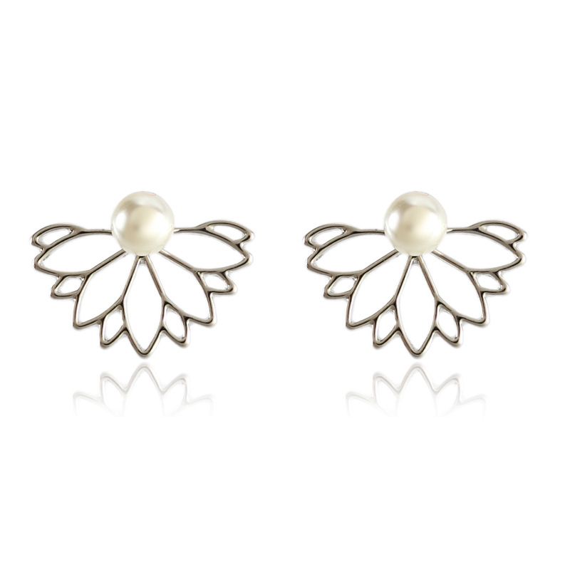 Pearl Lotus Front und Rücken Stud Ohrringe für Frauen