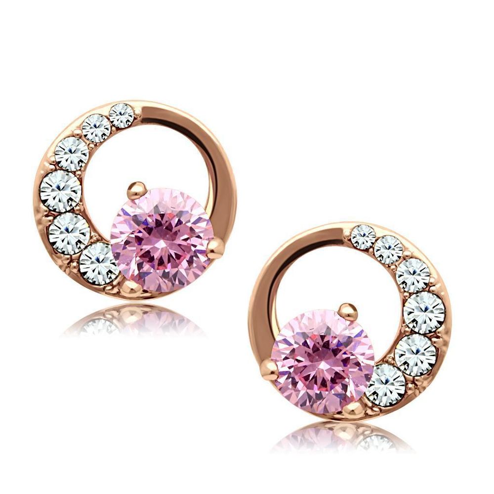 TK1498 - IP Rose Gold (Ion Plating) Edelstahl Ohrringe mit AAA-Klasse CZ in Rose