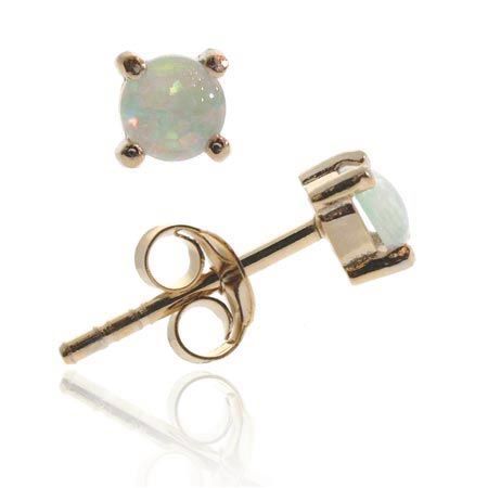 18K Rose Gold über Sterling Silber geschaffen Weiß Opal 5mm Round Stud Ohrringe