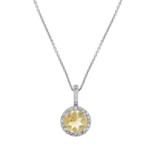 Sterling Silber 1,85ct. TGW Citrine & CZ Round Pendant