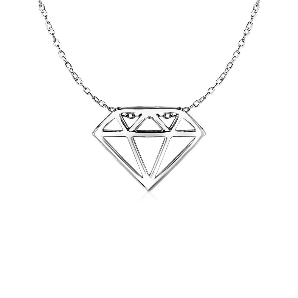 Diamant Symbol Anhänger in 14 Karat weißem Gold