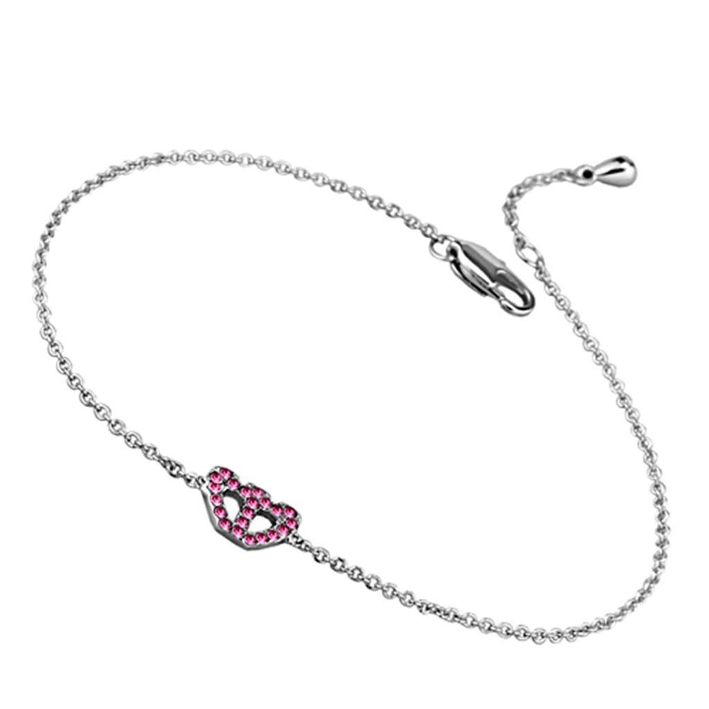 LO3229 - Rhodium Brass Armband mit Top-Grade - Kristall in Rose
