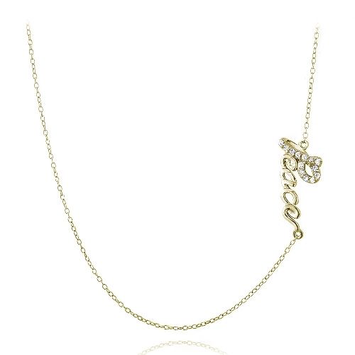 Goldton über Sterling Silber CZ Friedenskette Halskette