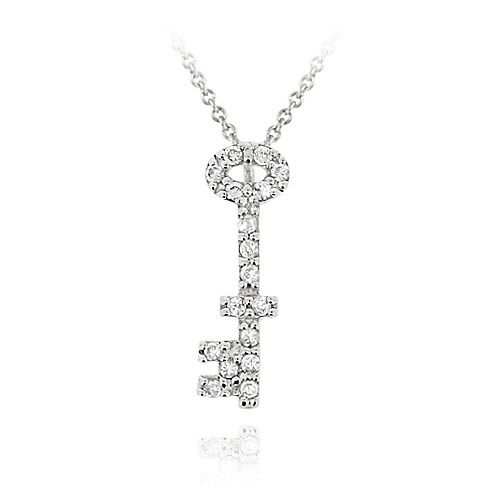 Sterling Silber Designer inspiriert CZ Mini Key Slide Anhänger
