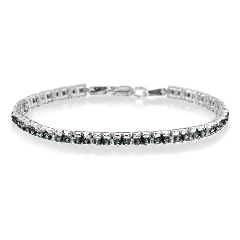 Schwarzes Rhodium über .925 Sterling Silber 1,0 Cttw Rose Cut Diamond Double-Link 7