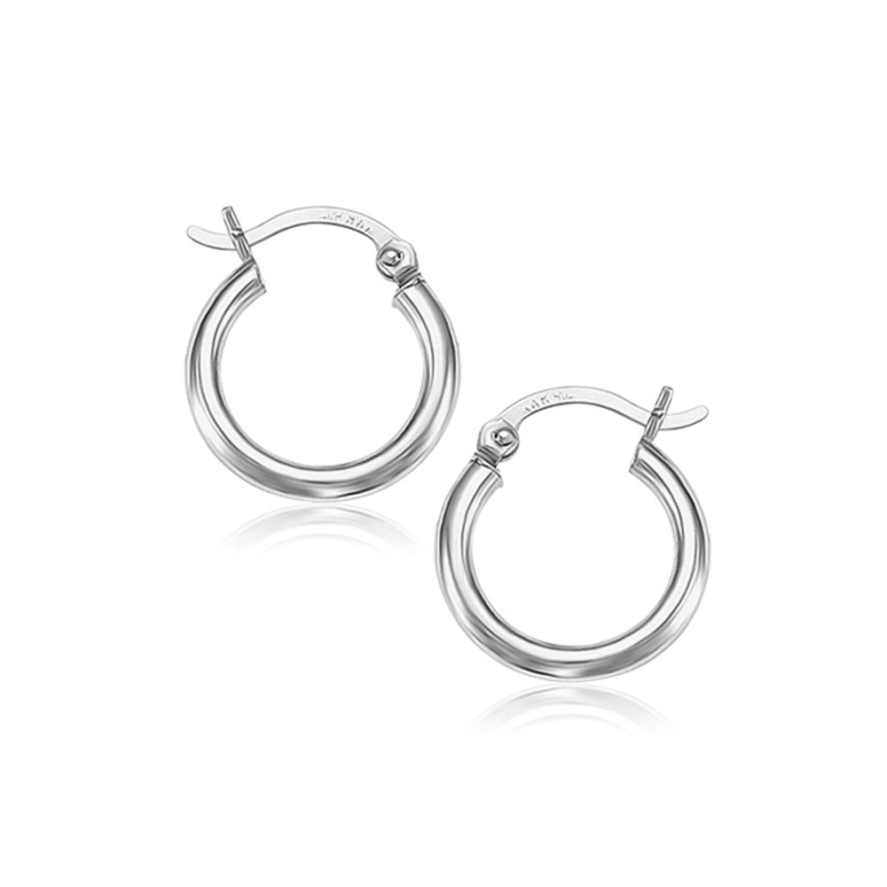 14 Karat Weißgold Polierte Hoop Ohrringe (2x15mm)