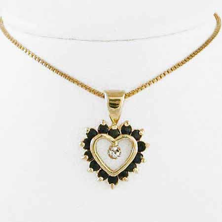 18 Karat Gold über Sterling Silber Sapphire & Diamond Accent Heart Pendant