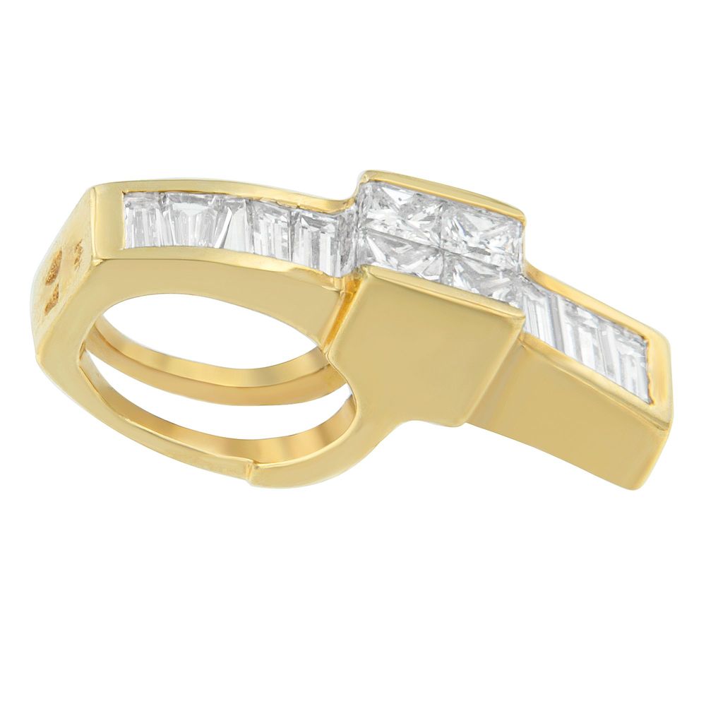 14 Karat Gelbgold 1 / 10 cttw Baguette und Prinzessin Schnitt überlappende Diamant Drop Anhänger Halskette (H-I, SI1 - SI2)