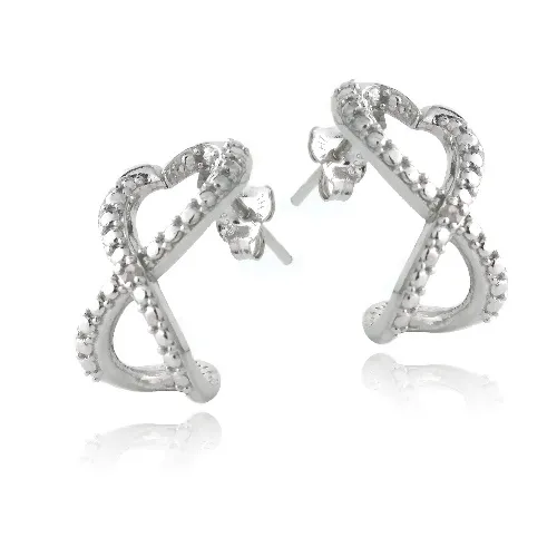 Sterling Silber Diamant Akzent Infinity Herz Halbschleife Ohrringe