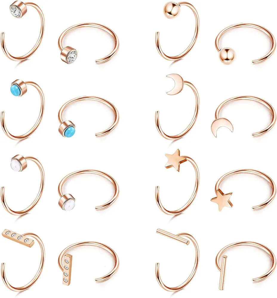8 Pairs Huggie Hoop Ohrringe für Frauen Edelstahl halbe offene Hoop Ohrringe