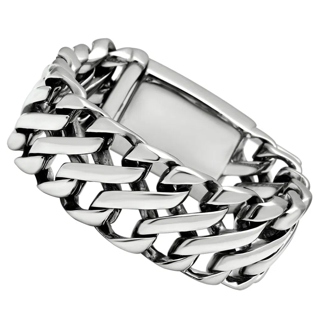 TK447 - Hoch poliertes (ohne Verzinkung) Edelstahl-Armband ohne Stein