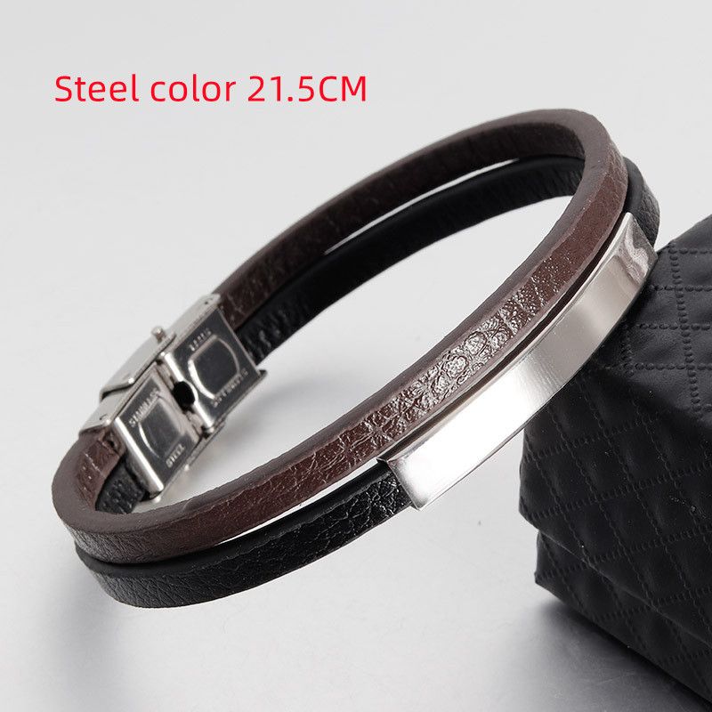Einfaches und kreatives Titan-Stahl - Leder-Armband für Männer