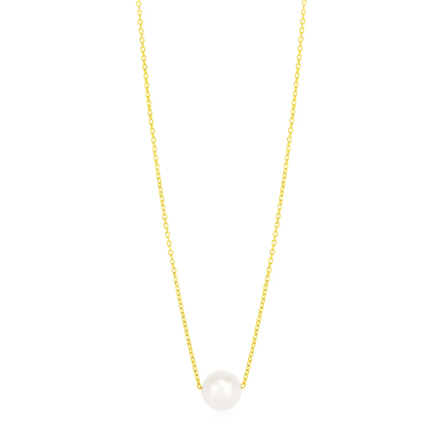 14 Karat gelbes Gold Perle Solitaire Halskette