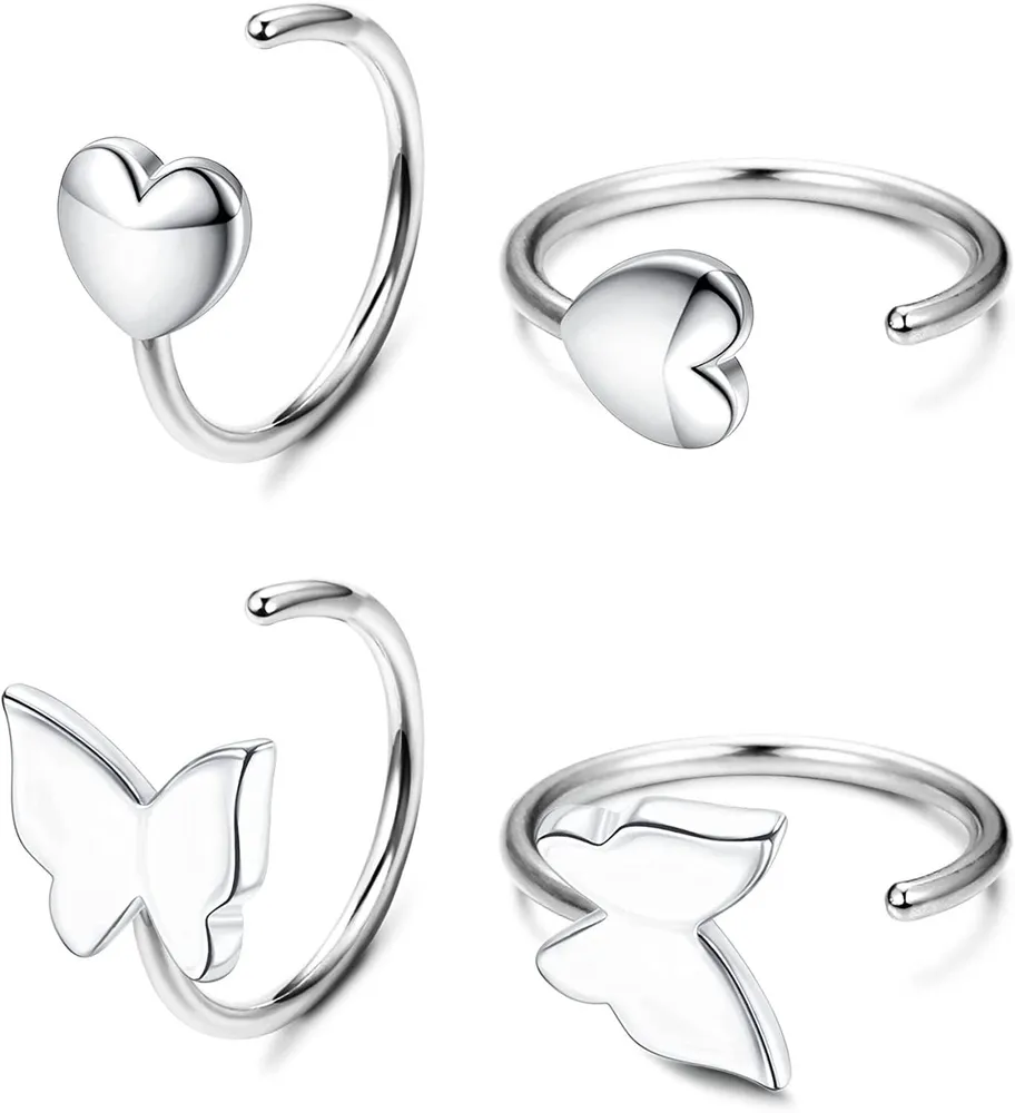 2 Paare 925 Sterling Huggie Studs Ohrringe kleine Halbschleife Ohrringe für Frauen Mädchen winzige Knorpel Ohrringe Ballstar Opal Moonstone Ohrringe hypoallergene Nase Piercing Ring 20G