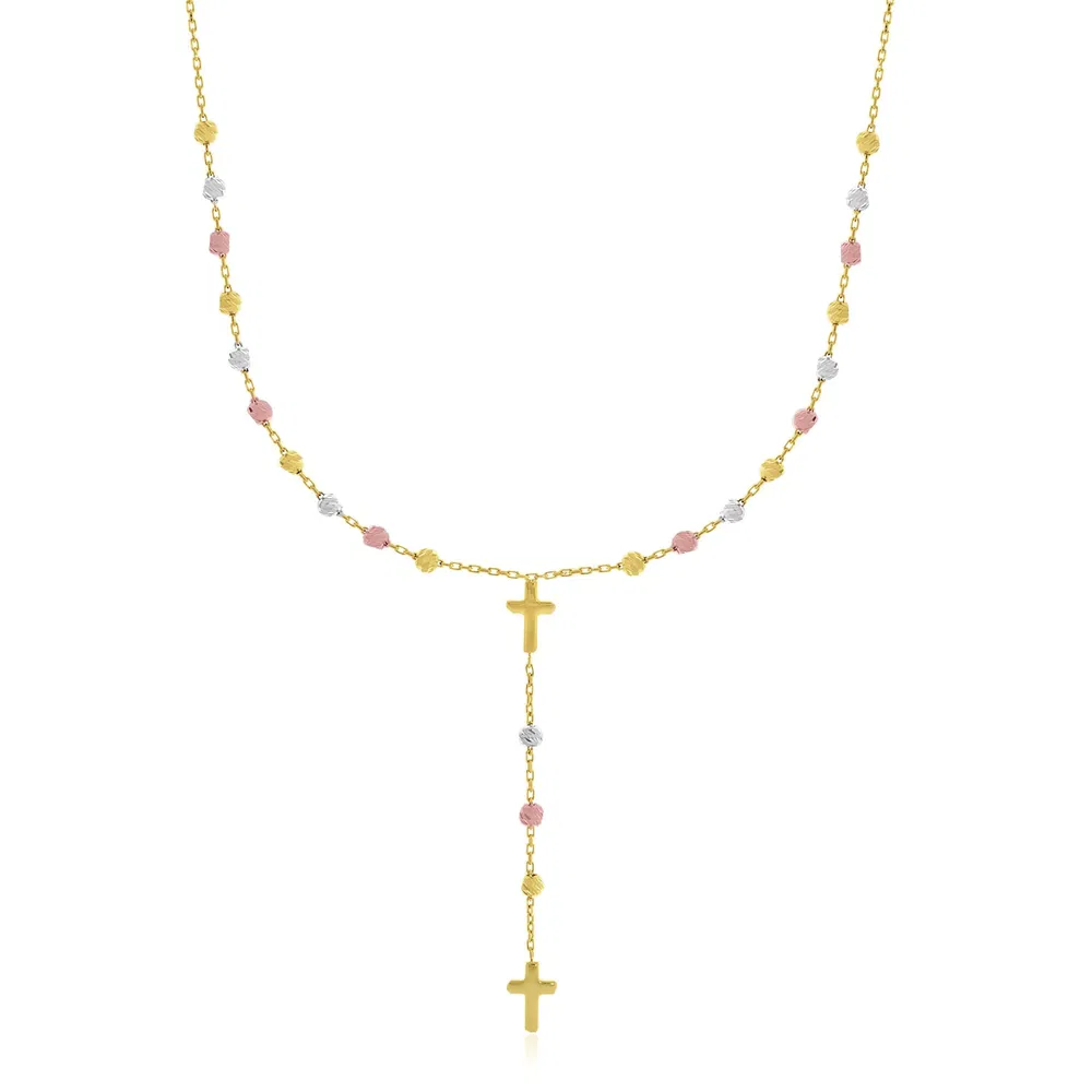 14 Karat Tri-Color Gold Rosario Kette Halskette