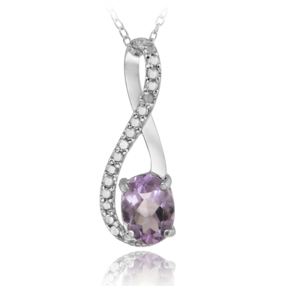 Sterling Silber Amethyst & Diamond Accent Twist Pendant