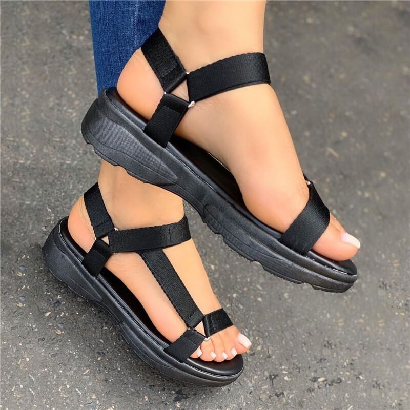 Farbenfrohe Wedge Sandalen Sommer Damen koreanischer Stil Mode Atmungsaktiv Plus Size Soft Bottom Plattform Slippers Sandalen Para Mujer
