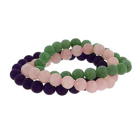 Echtes Amethyst Quarz 8mm Bead Stretch Armbandset!