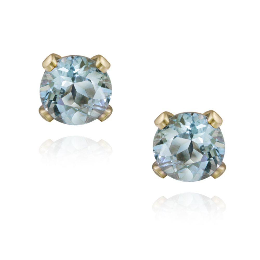 18 Karat Gold über Sterling Silber 3 / 5ct Blau Topaz Stud Ohrringe, 4mm