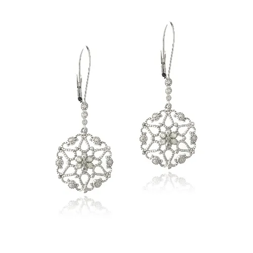 Sterling Silber 1 / 10ct Diamantblume Filigree Dangle Ohrringe