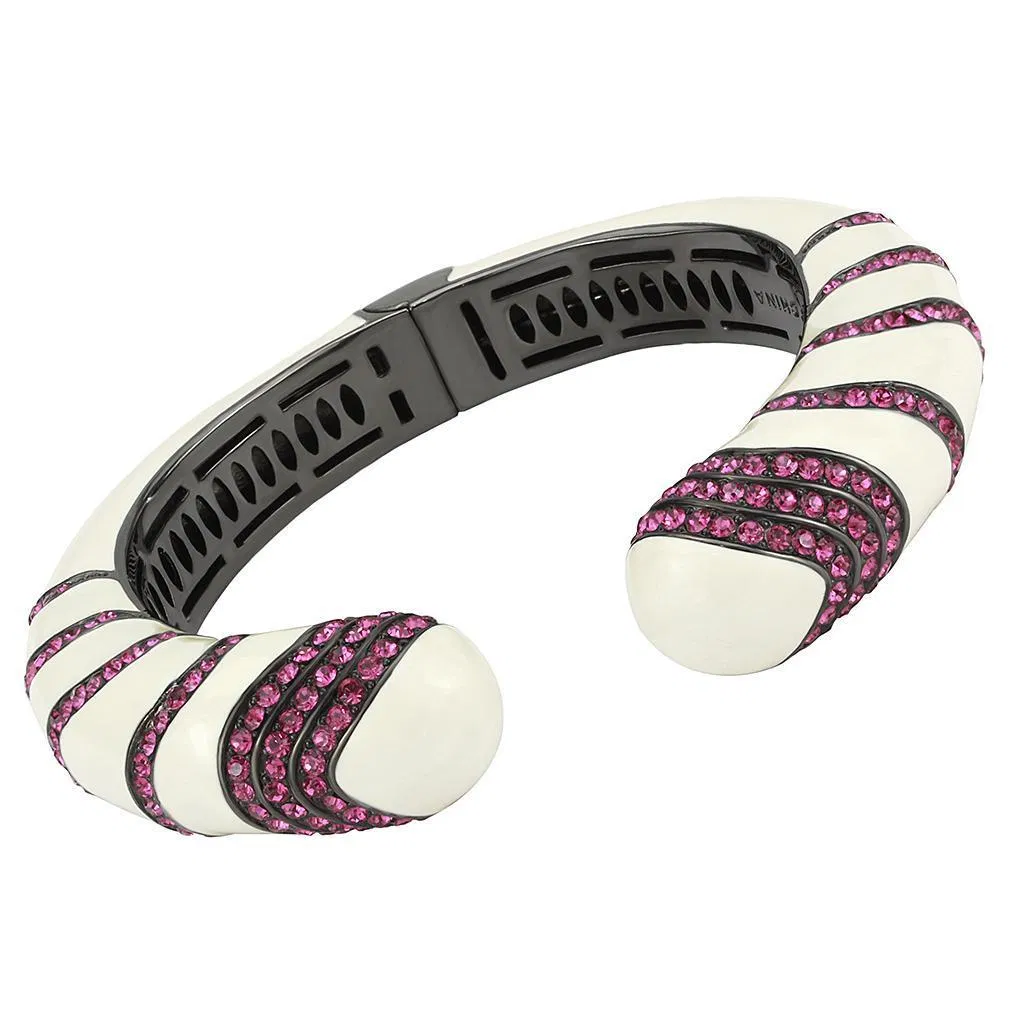 LO4322 - TIN Cobalt Schwarz Brass Armband mit Top-Grade - Kristall in Fuchsia