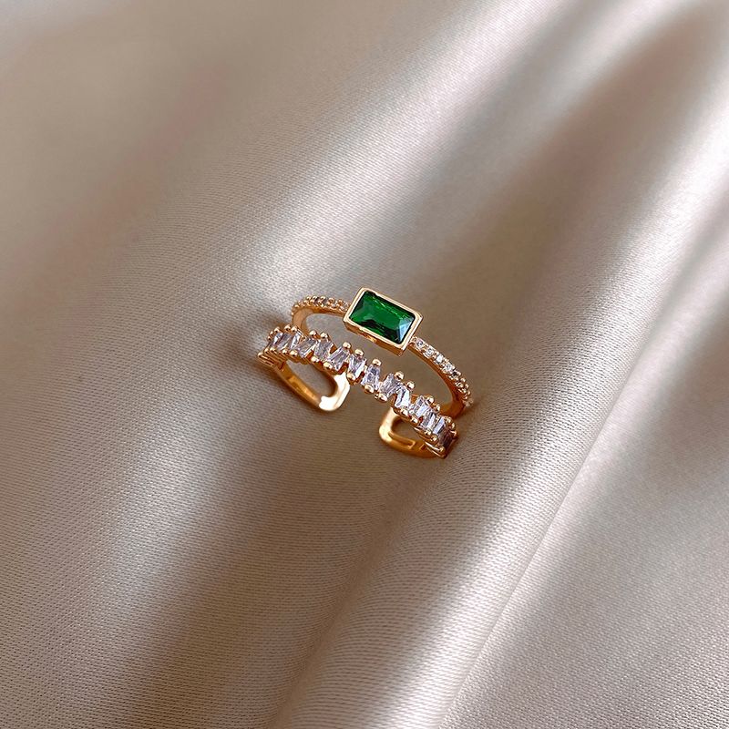 2020 neue luxuriöse grüne Kristallöffnung verstellbare Damenring retro klassische Accessoires Hochzeitsfeier Schmuck Mädchen sexy Ringe