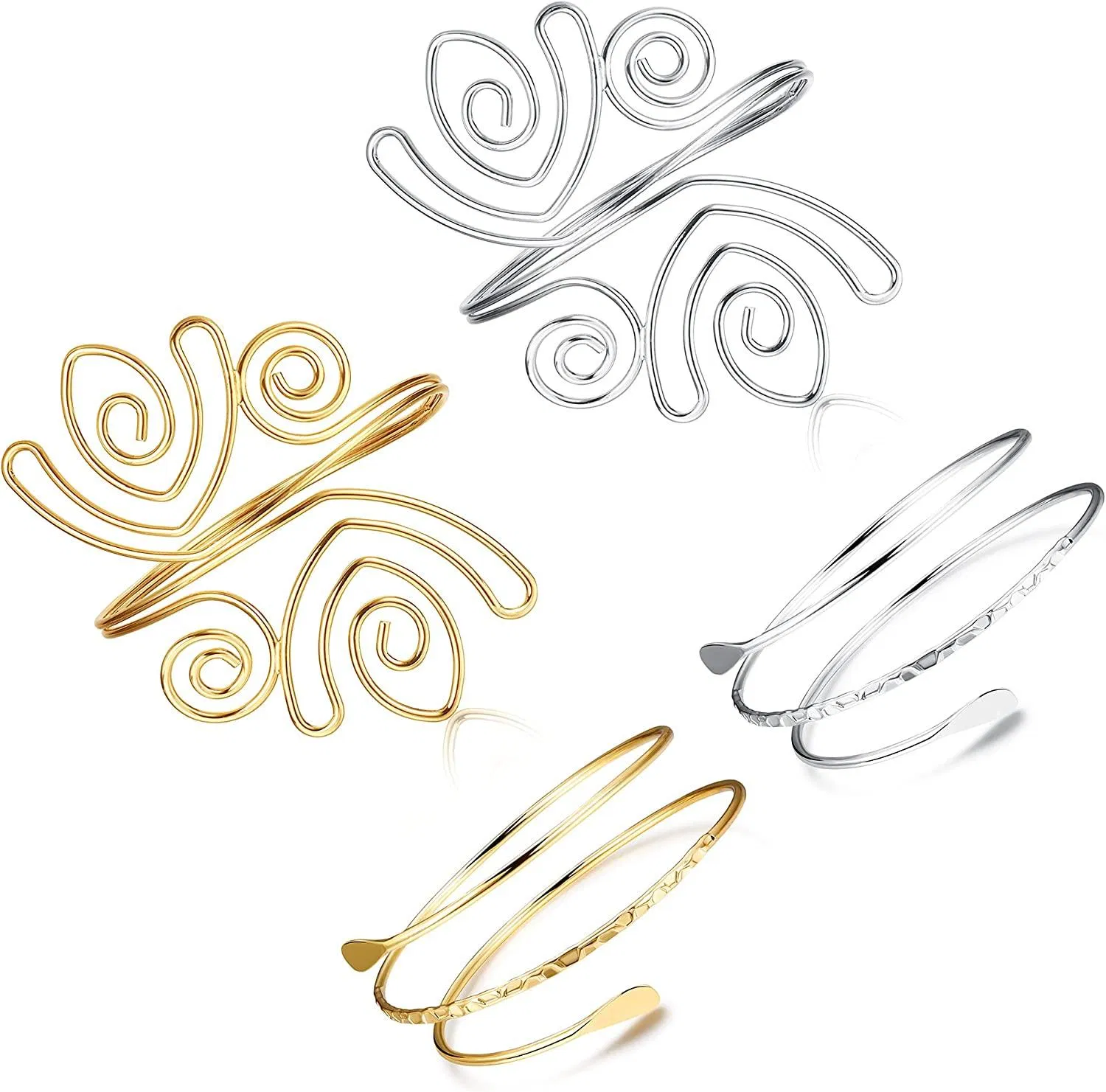 4pcs Coil Arm Cuff Open Upper Armband Armband für Frauen Adjustable Filigree Swirl Armband Armband Kostüm Schmuck