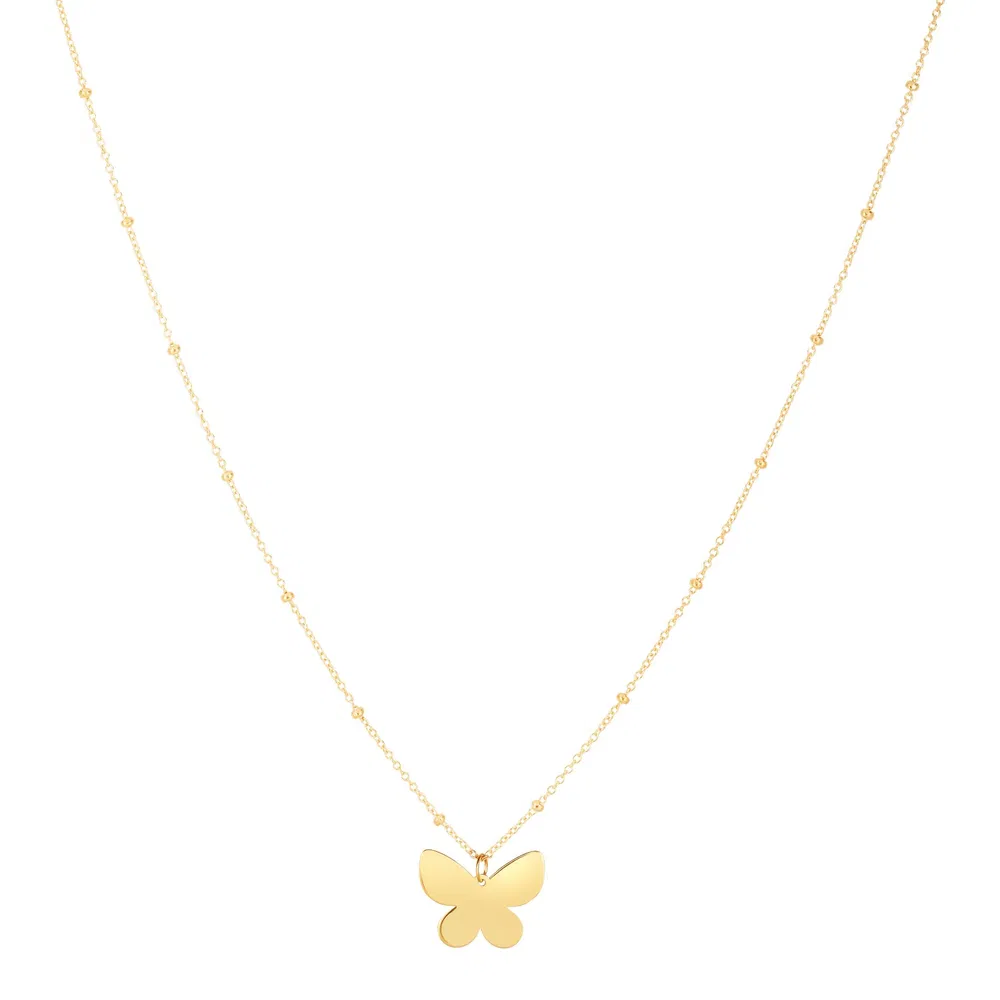 14 Karat gelbes Gold Ppillon Schmetterling Halskette