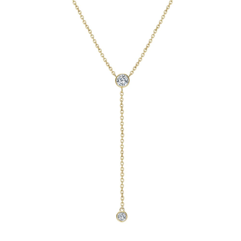 Tewiky Diamant Halskette für Frauen, Dainty Gold Halskette 14K Gold Plated Long Lariat Halskette Einfaches Gold CZ Diamant Choker Halskette für Frauen Trendy Gold Halskette Schmuck Geschenke für Mädchen