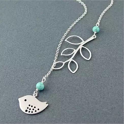 TURQUISE SPRING Schöne Vogel Lariat Halskette