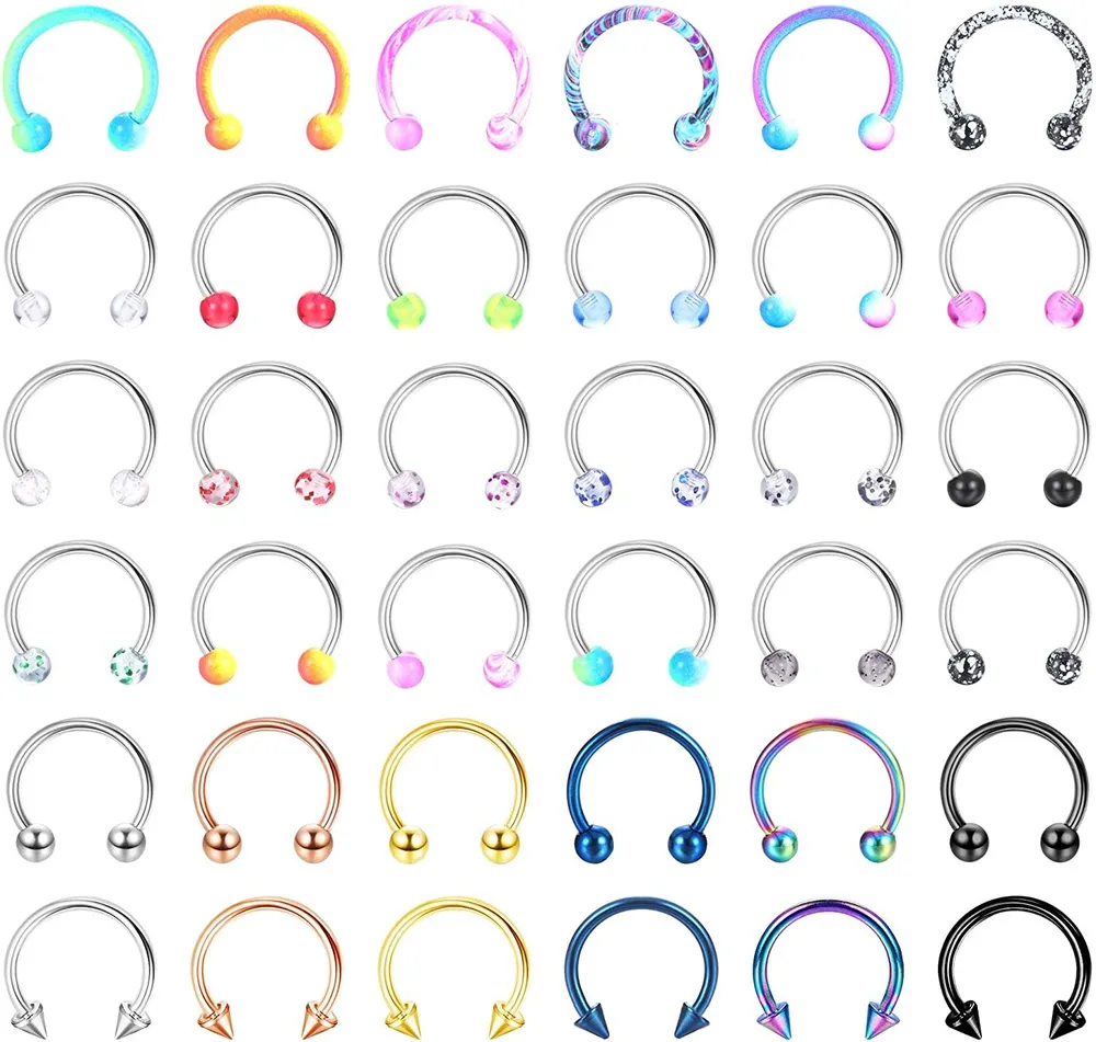 Hufeisen Septum Ringe 16G 316L Edelstahl Knorpel Helix Tragus Ohrring Nasenhoop Hufeisen Piercing Schmuck für Frauen Männer