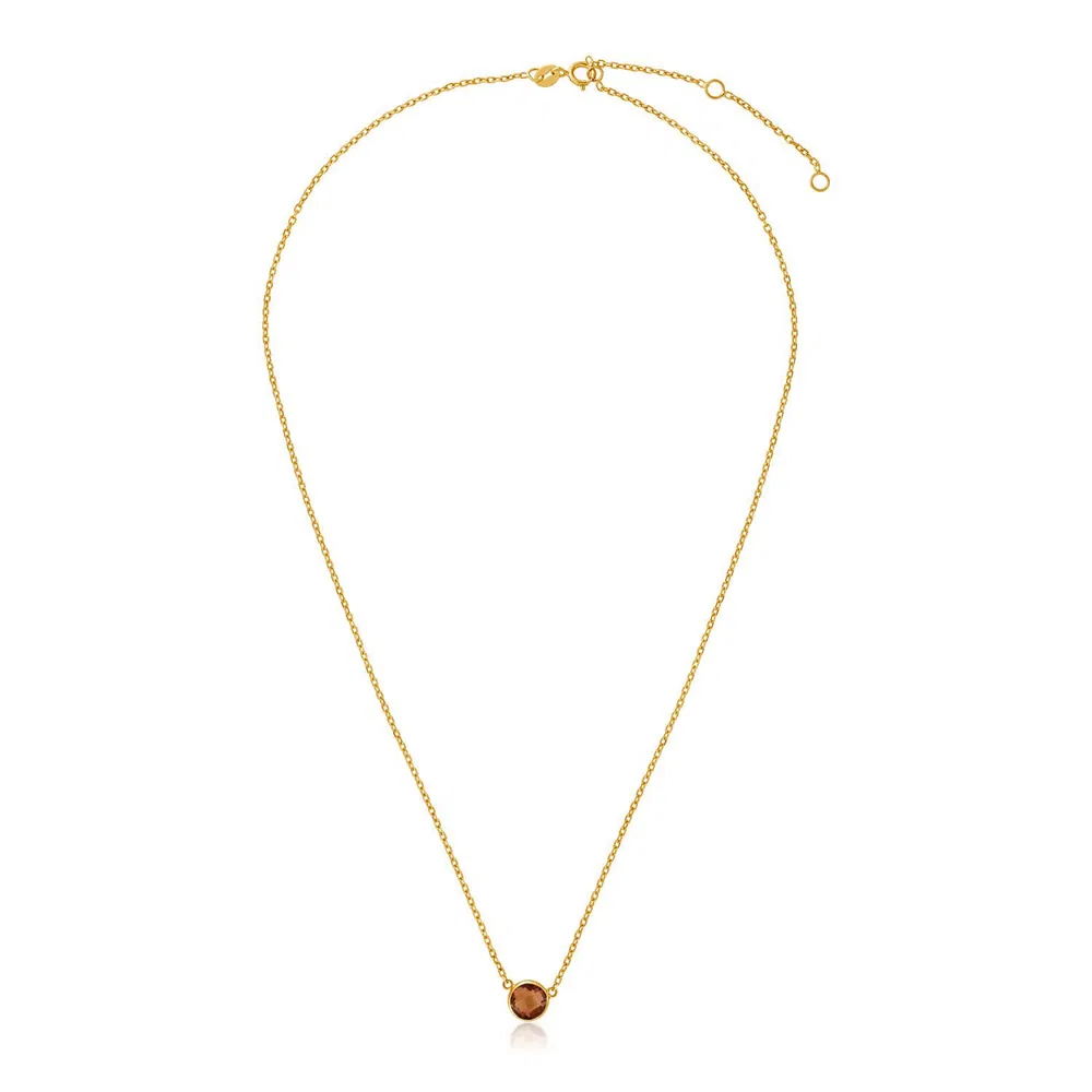 14 Karat Gelbgold 17 Zoll Halskette mit rundem Citrine