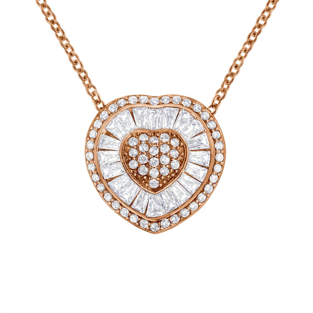 10 Karat Rosengold 1/2 cttw, Diamant-Herz - Anhänger Halskette (H-I - Farbe, I1 - I2 Klarheit)