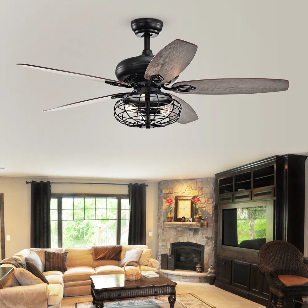 Joye Matte Black 52 - Inch 5 - Blade Lighted Deckenventilator