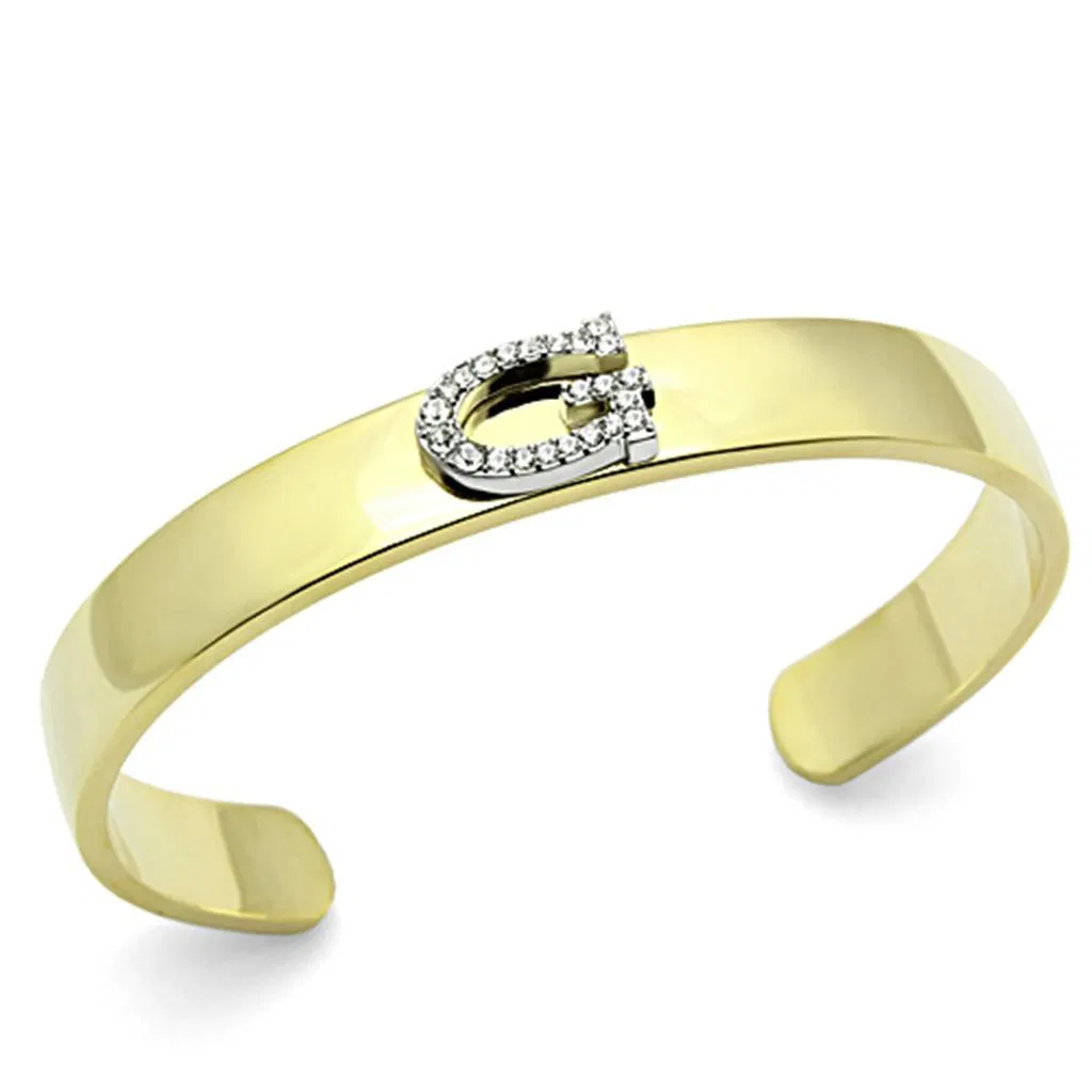 LO2576 - Gold + Rhodium Weißmetall Armbänder mit Top-Grade - Kristall in Clear