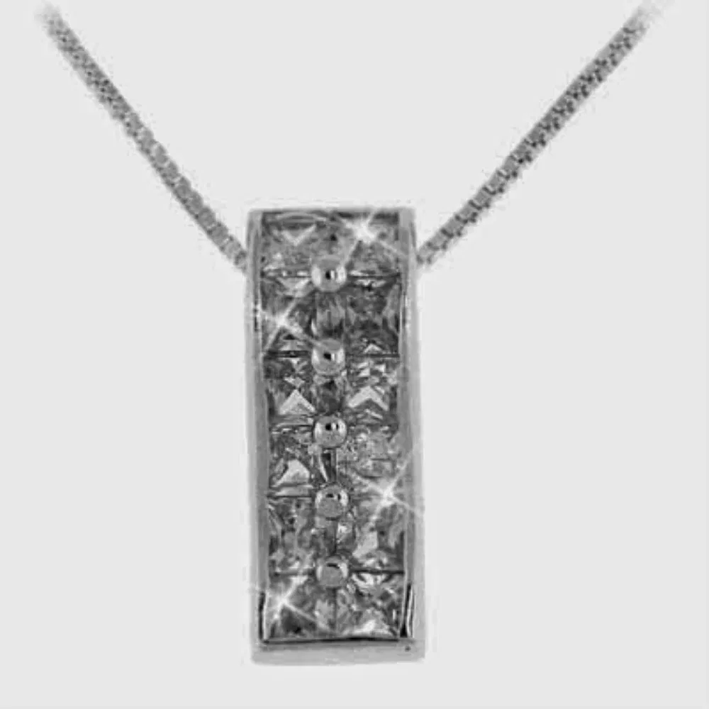 Sterling Silber simuliert Diamant CZ Cubic Zirkonia Rechteck Anhänger
