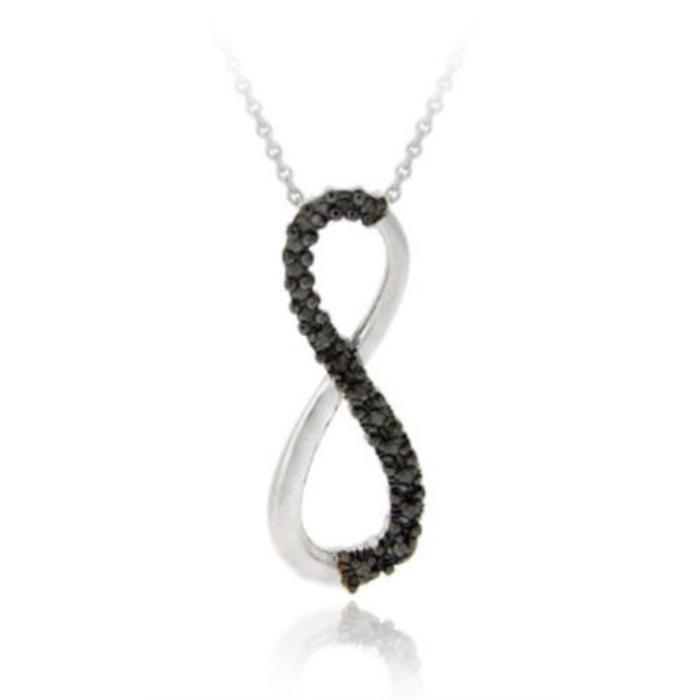 Sterling Silber Black Diamond Accent Infinity Anhänger
