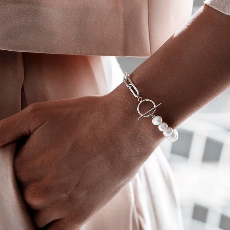 Europäische und amerikanische neue einfache Retro Pearl Armband OT Schnalle
