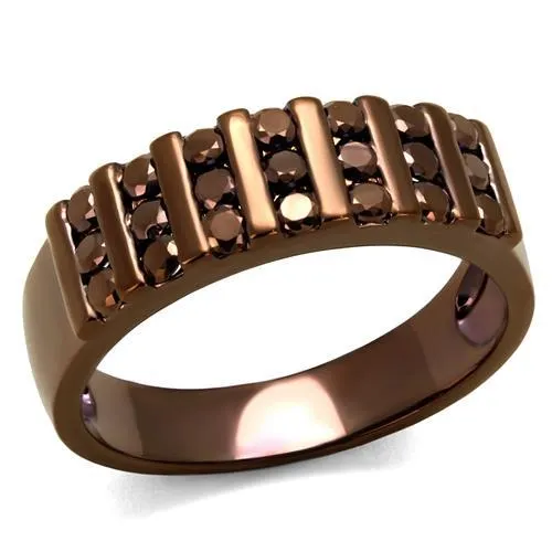 3W1164 - IP Kaffee Licht Messing Ring mit AAA-Klasse CZ in Licht Kaffee