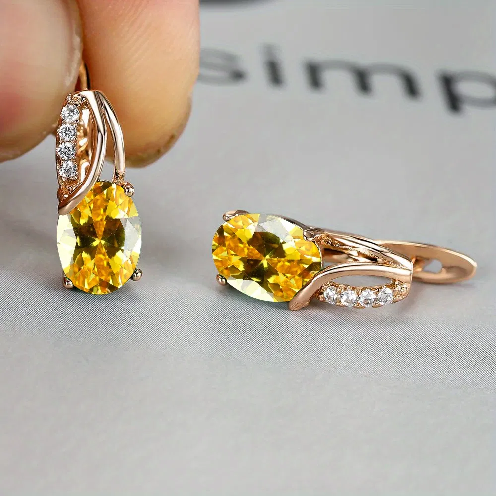 Einfache Mode Oval Cut Marmor Marmor Zirkon Ohrringe Vintage Zirkon Ohrringe Brautjungfer Hochzeit Schmuck Geschenk