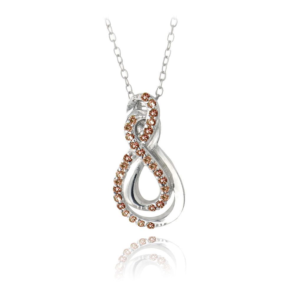 Sterling Silber Garnet Verflechtend Infinity Kette
