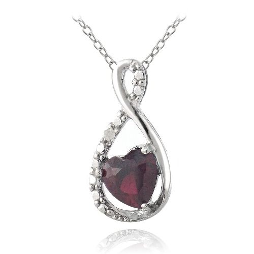 Sterling Silber Garnet & Diamant Accent Infinity Herzen Halskette
