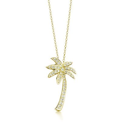18 Karat Gold über Silber Designer-Inspired CZ Palm Baum Anhänger