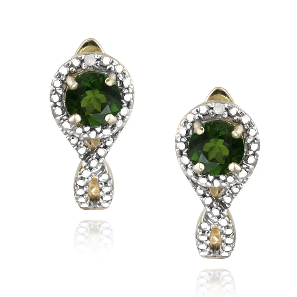 18 Karat Gold über Sterling Silber Chrome Diopside & Diamond Accent Infinity Huggie Ohrringe
