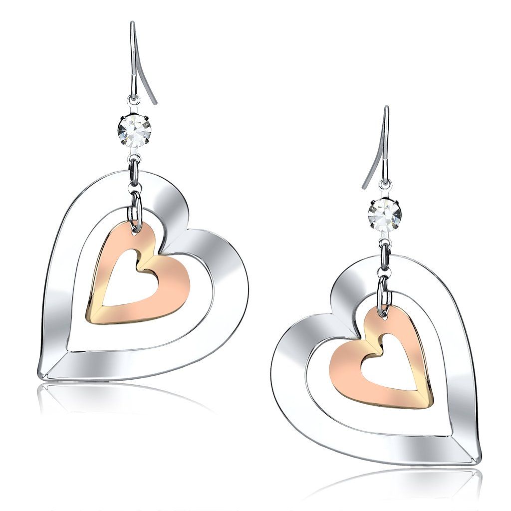 LO2695 - Rose Gold + Rhodium-Eisen - Ohrringe mit Top-Grade - Kristall in Clear