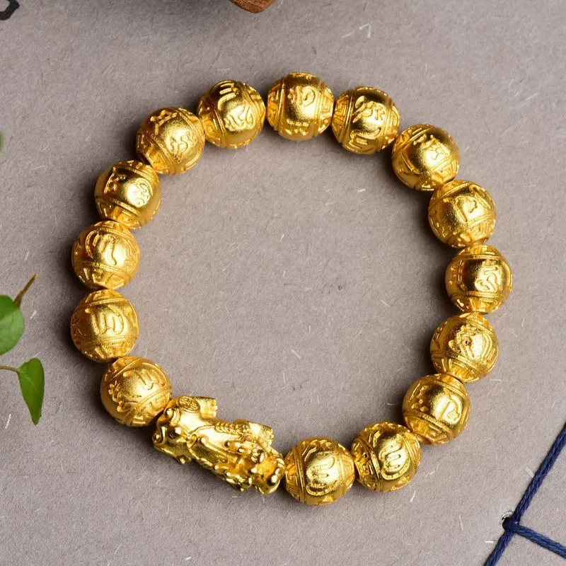 12mm Placer Gold Sechs Wort Wahrheit Armband