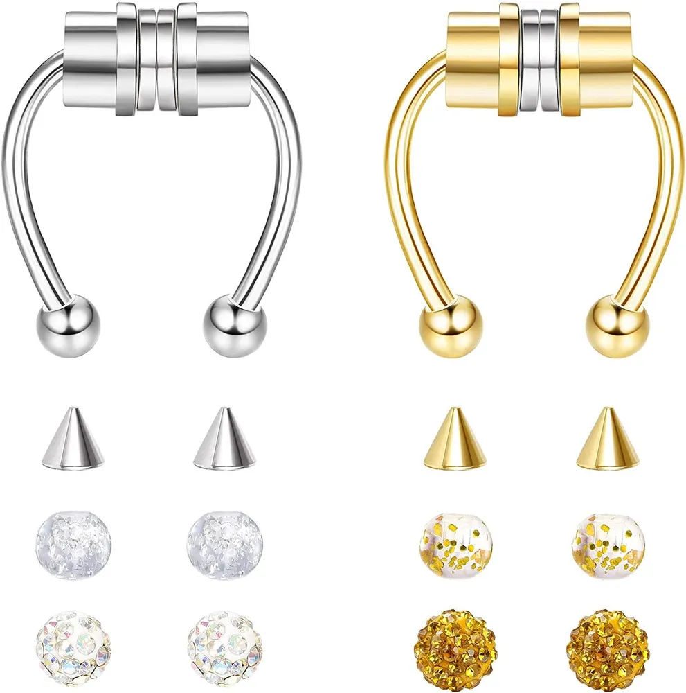 Magnetische Septum Ringe für Frauen Männer Falsche Nase Ring Hoop Edelfeisen Septum Piercing Falsche Nase Septum Ringe Nicht-Pierced Clip auf Nase Hoop Ringe