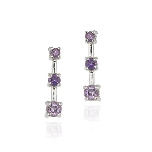 Sterling Silber Amethyst Vergangenheit Gegenwart Zukunft Ohrringe