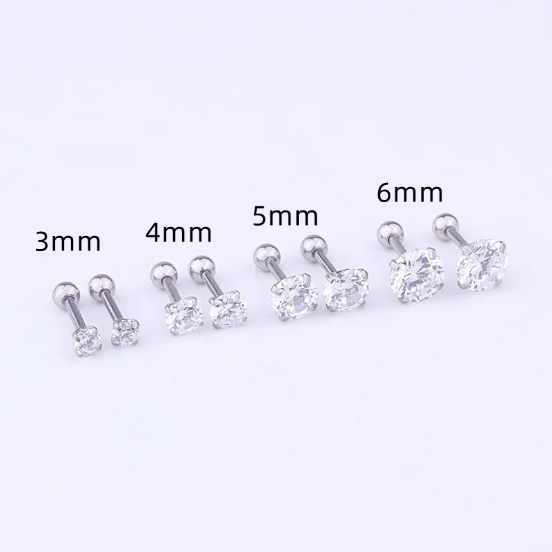 Stud Ohrringe Round Zircon Ohrringe Edelstahl