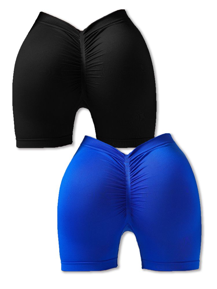 2 Pack Workout Shorts Frauen Sculpting V-Back Ruched Gym Shorts, Booty Scrunch Butt Lifting Yoga Deep V Back Shorts, Butt Lifting High Waisted Seamless Shorts